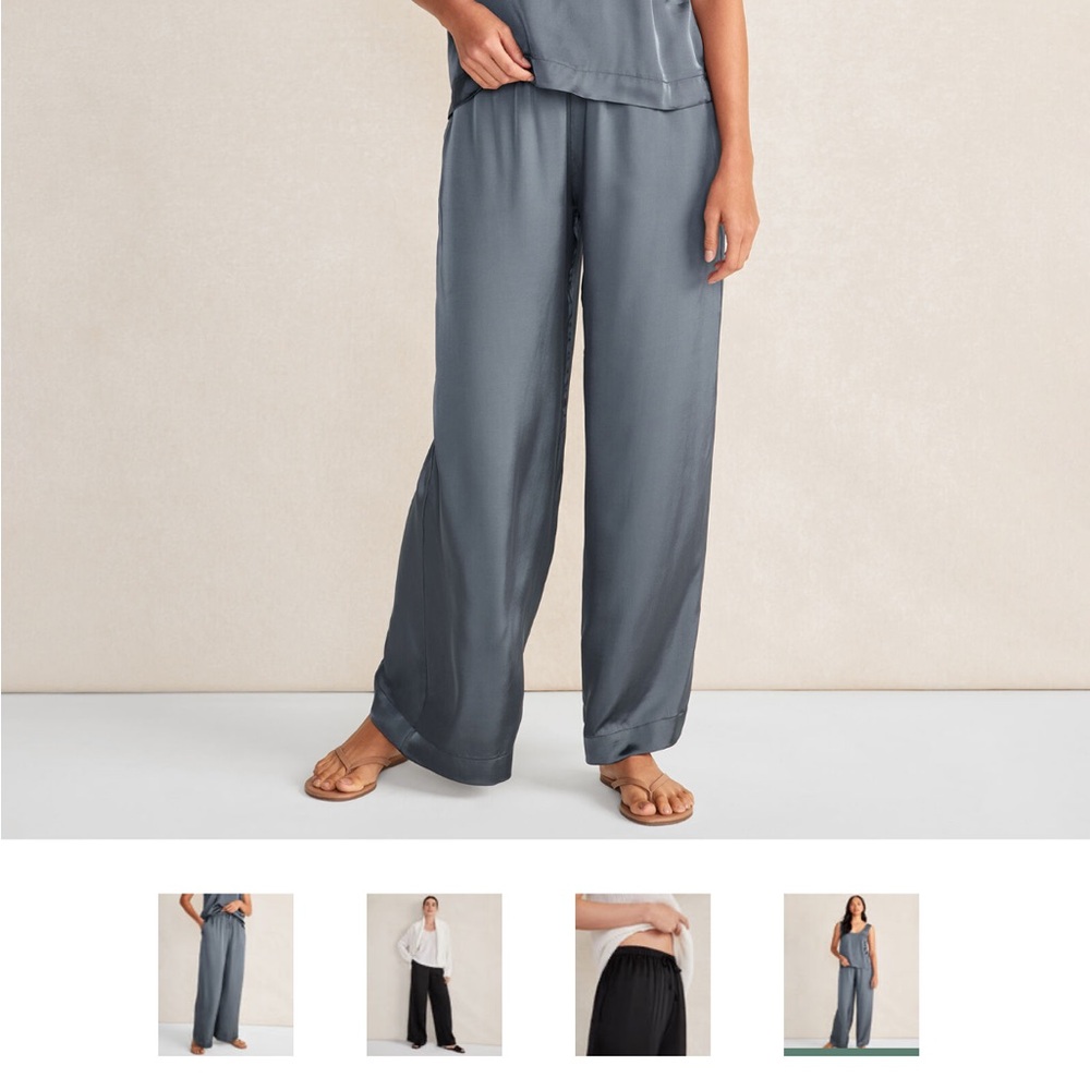 Elegant Gray Satin Pants
